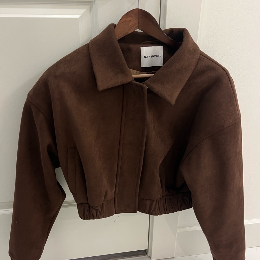 Brown Suede Bomber Jacket